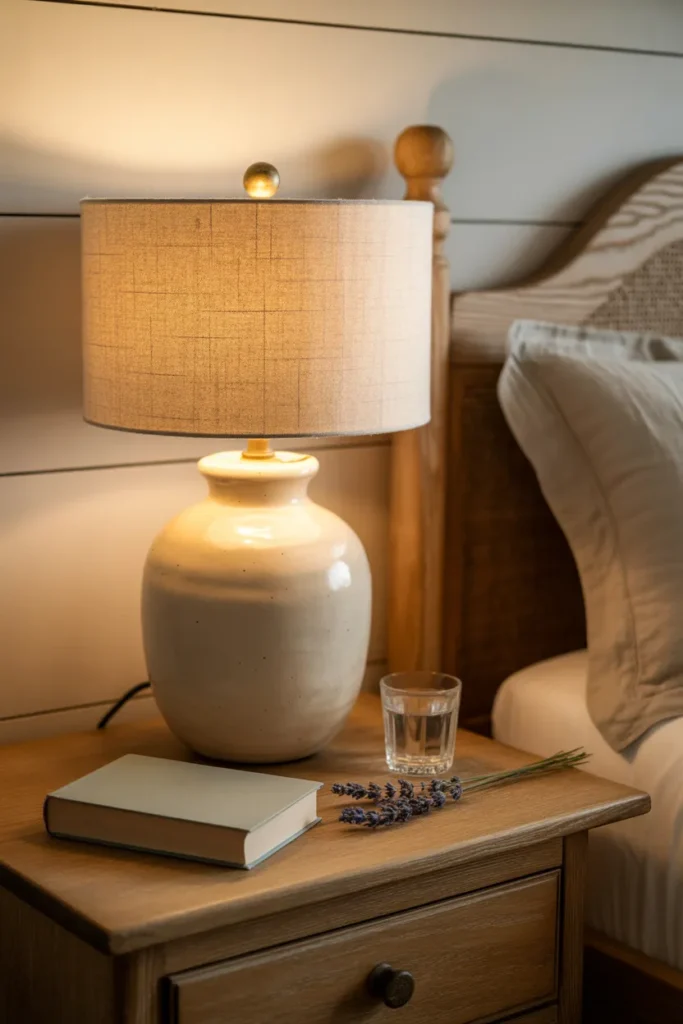 A Cream Ceramic Table Lamp