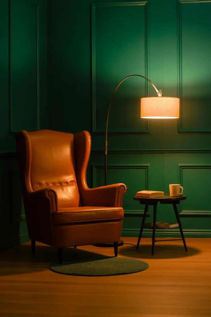 A High-Back Wing Chair That Creates a Reading Nook Feeling