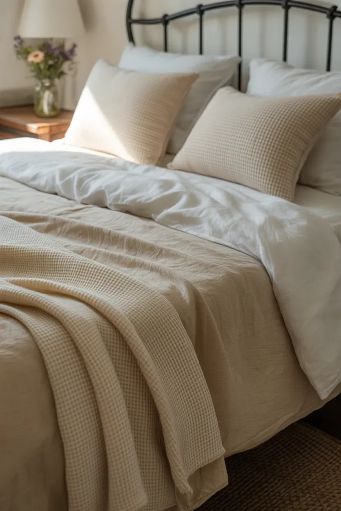A Layered All-White Bedding Setup