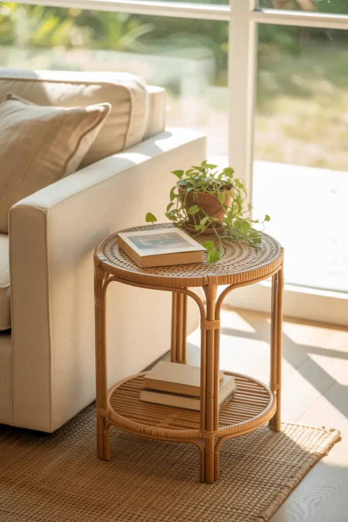 A Rattan or Wicker Side Table