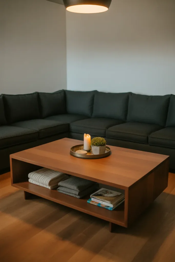 A Rectangular Coffee Table With Storage