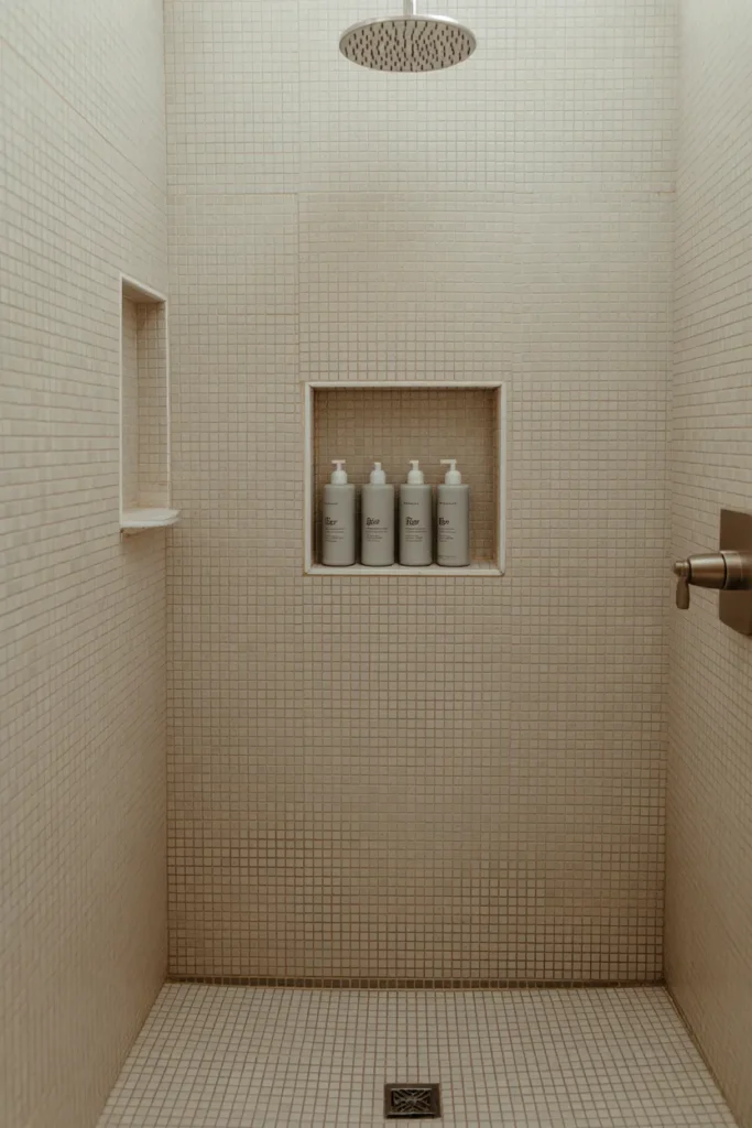 A Shower Niche or Corner Caddy That Eliminates Clutter Inside the Shower