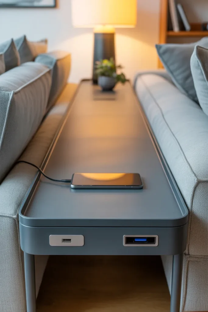 A Sofa Table With Integrated Charging That Solves the Modern Technology Problem Invisibly