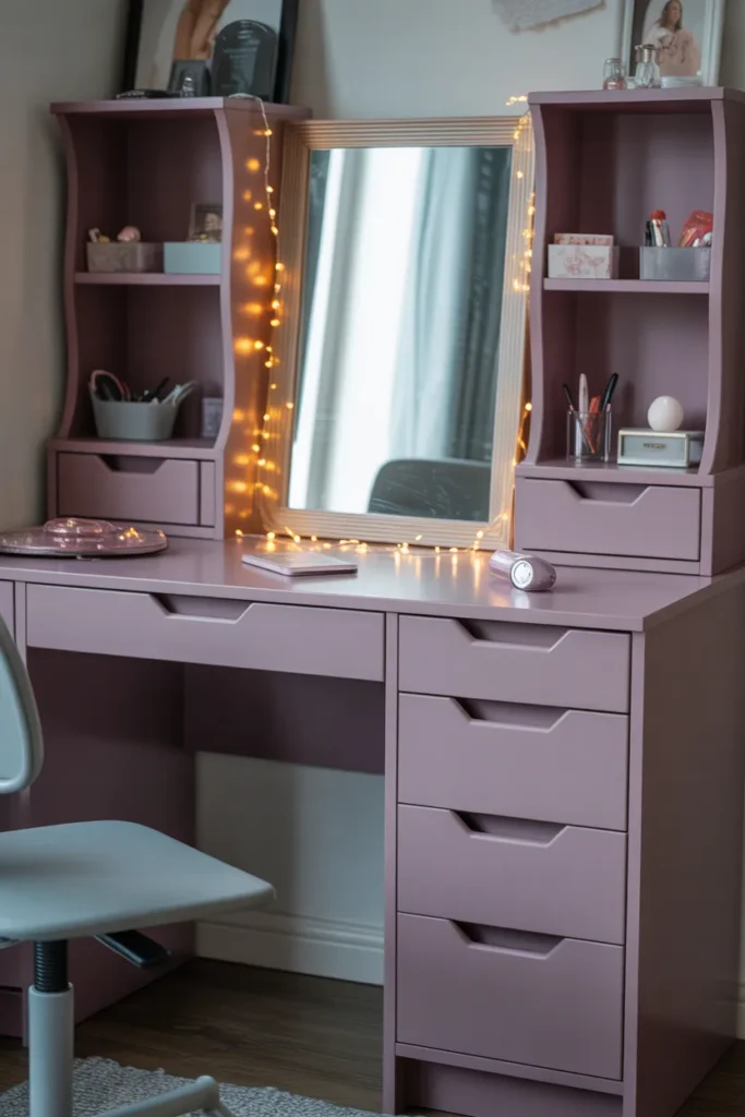 A Teen Bedroom Vanity Desk That Balances Style, Function, and Practical Storage