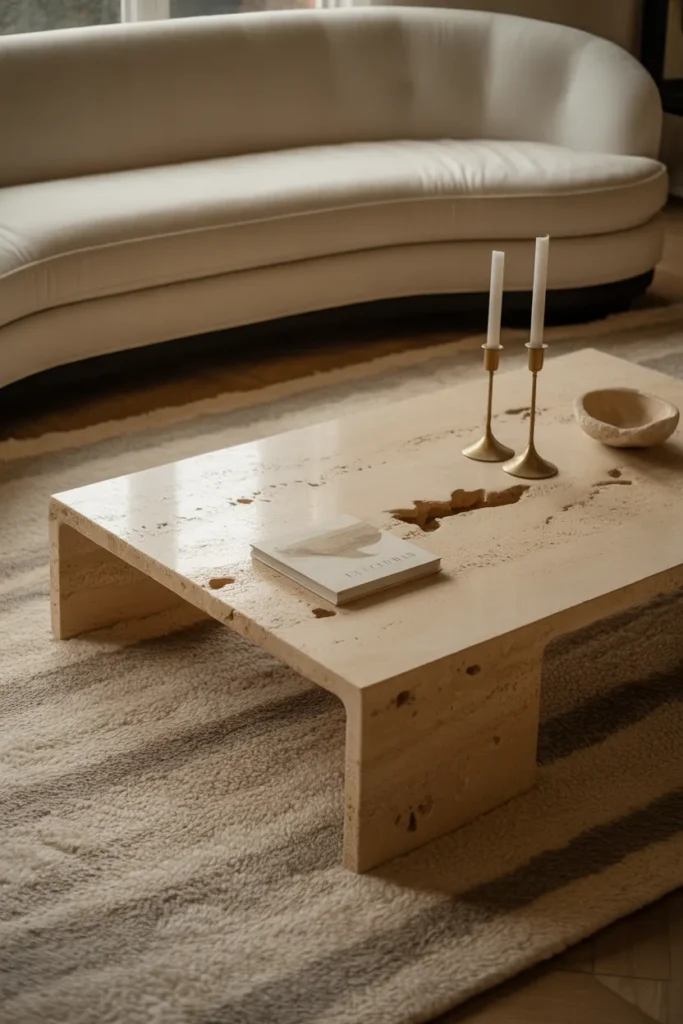 A Travertine or Stone Coffee Table