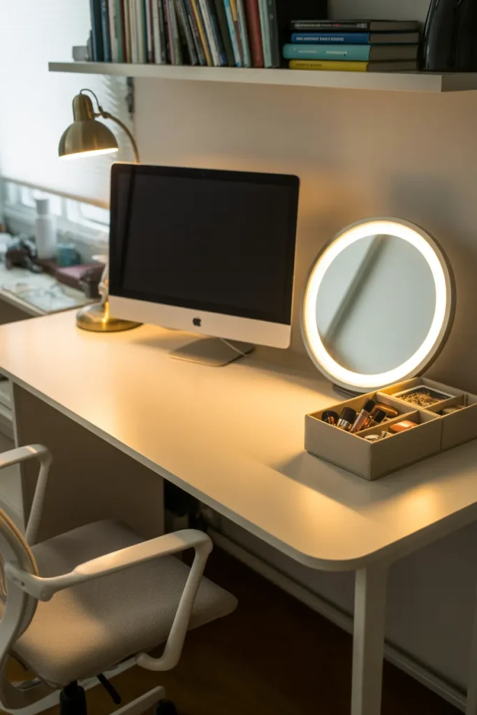 A Vanity Desk Doubling as a Work-From-Home Desk for Dual-Purpose Rooms