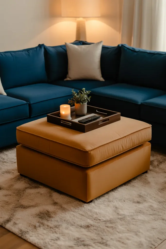 An Ottomant Used as a Coffee Table