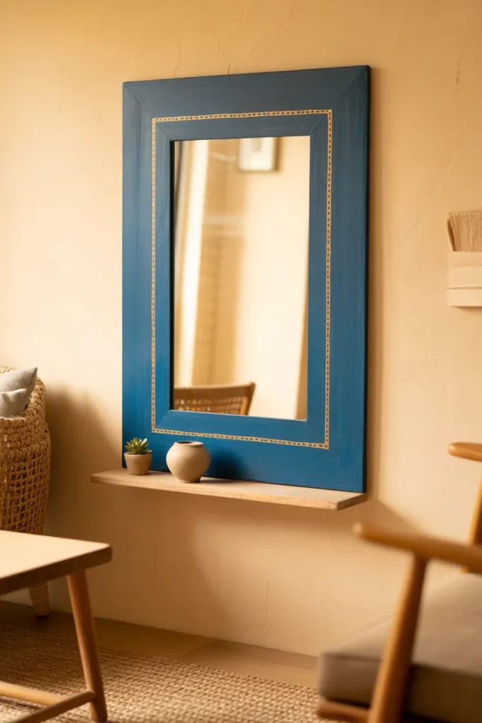 Antique or Thrifted Mirror With Painted Boho Frame Detail for a Personal Touch