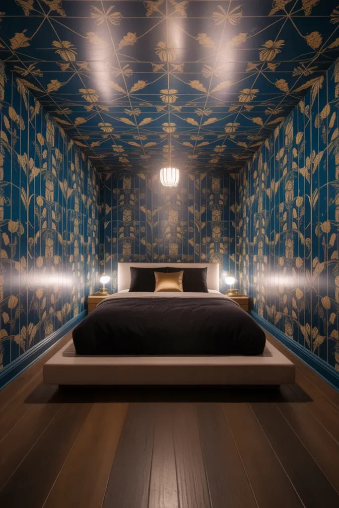 Apply Maximalist Wallpaper on All Four Walls Including the Ceiling for Full Immersion