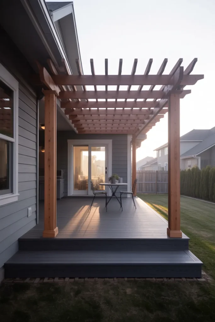 Attached Pergola Built Off the House Wall That Cuts Your Post Count in Half