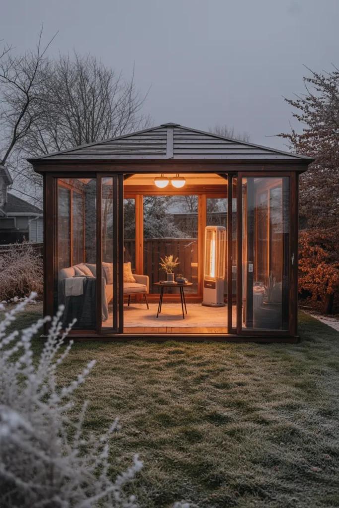 Backyard Gazebo Converted Into a Four-Season Room With Vinyl Panel Walls