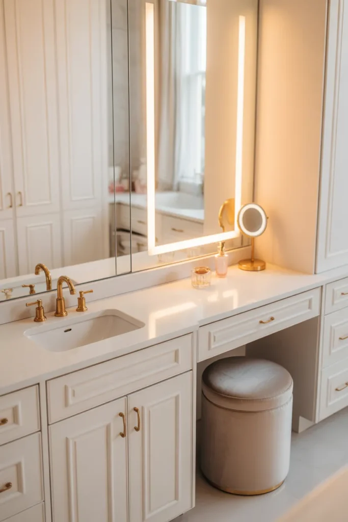 Bathroom Vanity With Makeup Station Built In