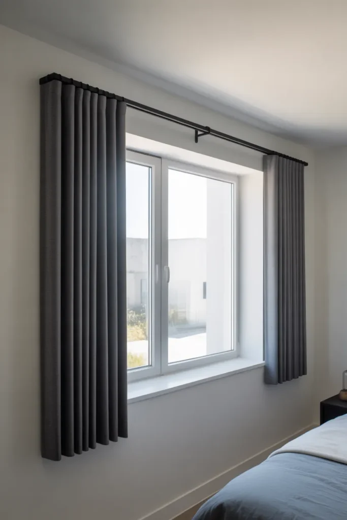 Blackout Curtain Panels Extended Beyond the Window Width