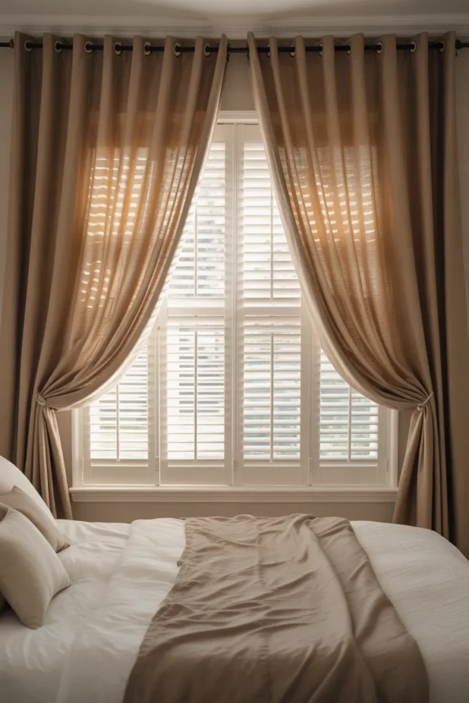 Blackout Curtains Combined With Interior Shutters