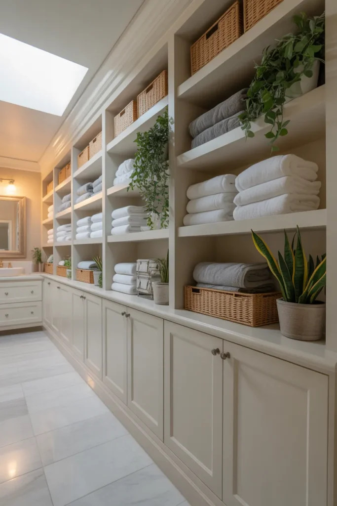 Built-In Bookcase-Style Shelving Between Two Walls