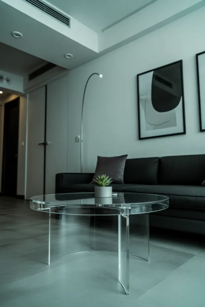 Choose a Glass or Lucite Coffee Table to Keep the Center Open