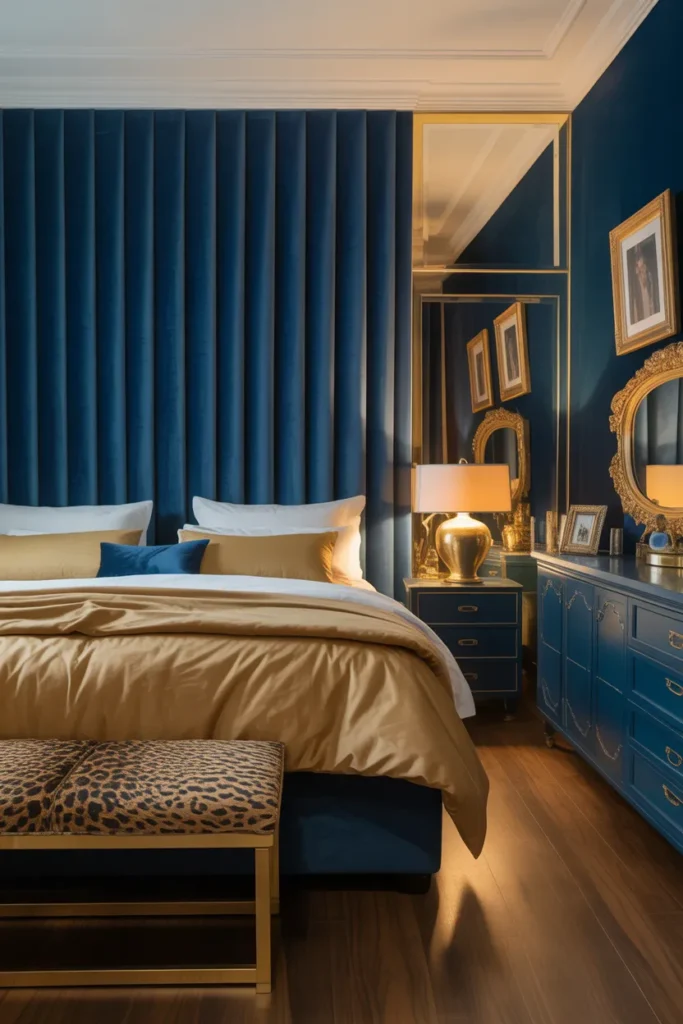Combine Animal Print, Velvet, and Metallic Accents as the Room's Three Material Signatures