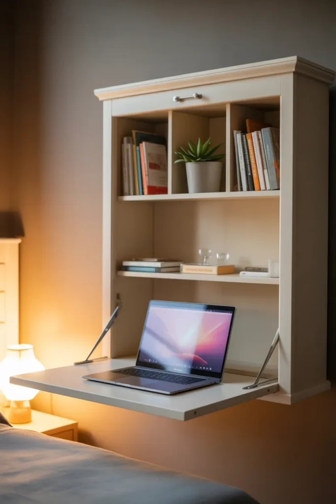 Compact Secretary Desk With Fold-Down Surface