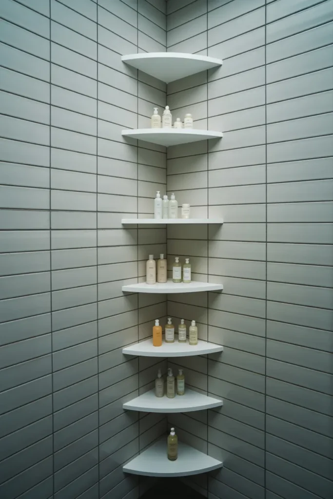 Corner Triangle Shelves Stacked Vertically