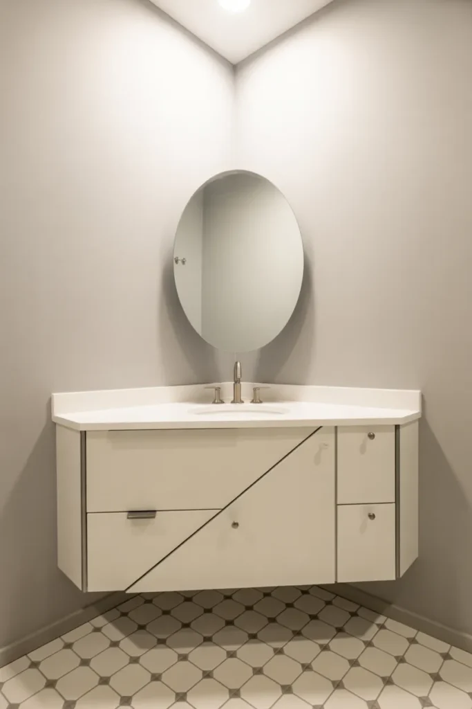 Corner Vanity for a Diagonal Layout