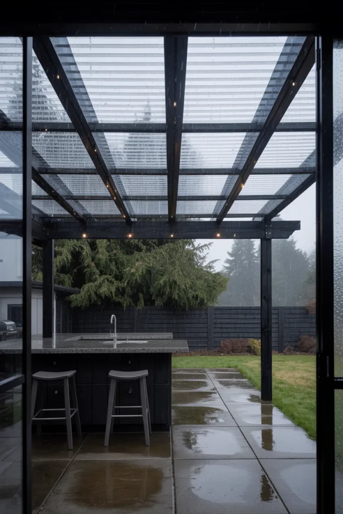 Corrugated Metal Roof Panel Pergola That Handles Rain Without a Full Roof Build