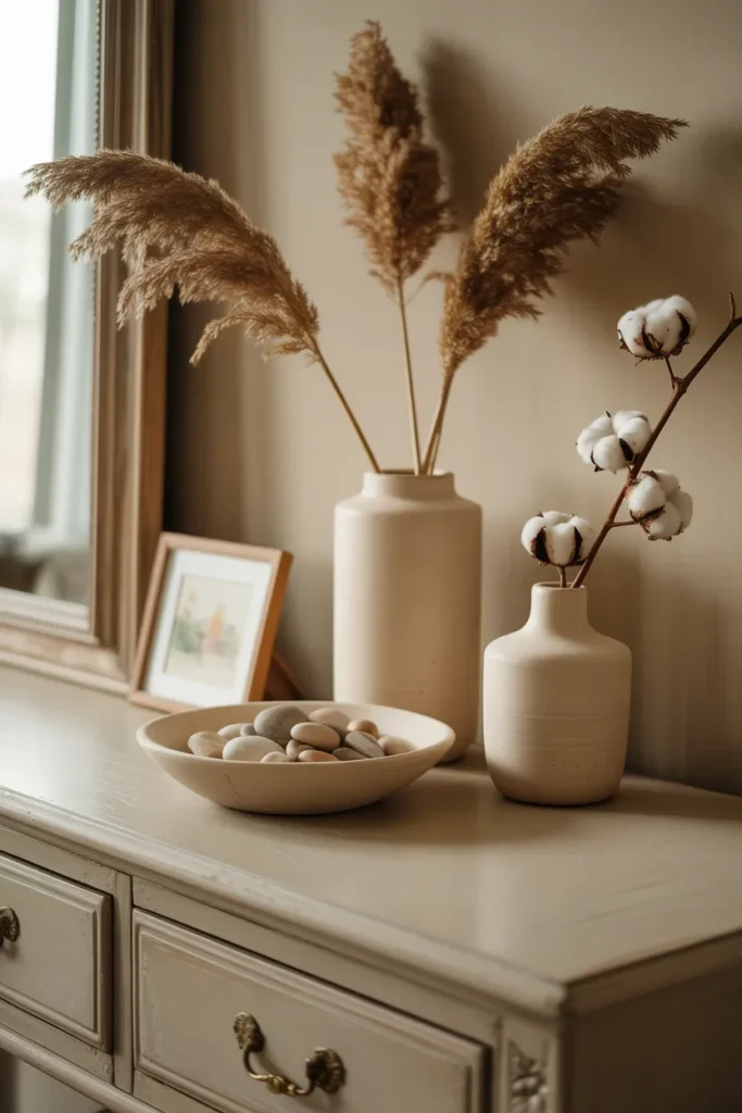 Cream Pottery and Ceramic Vases as Styling