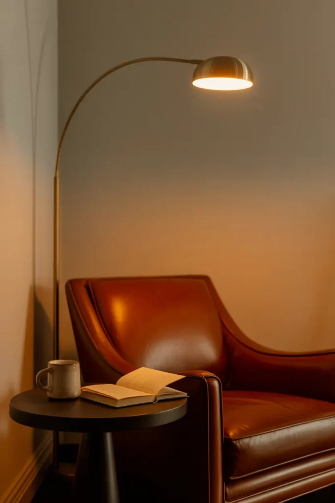 Create a Cozy Corner with a Chair, Lamp, and Small Side Table