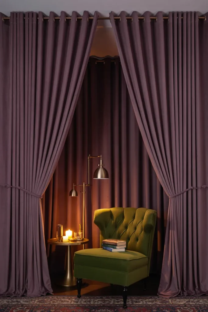 Create a Reading Nook with Floor-to-Ceiling Curtains, a Canopy Effect