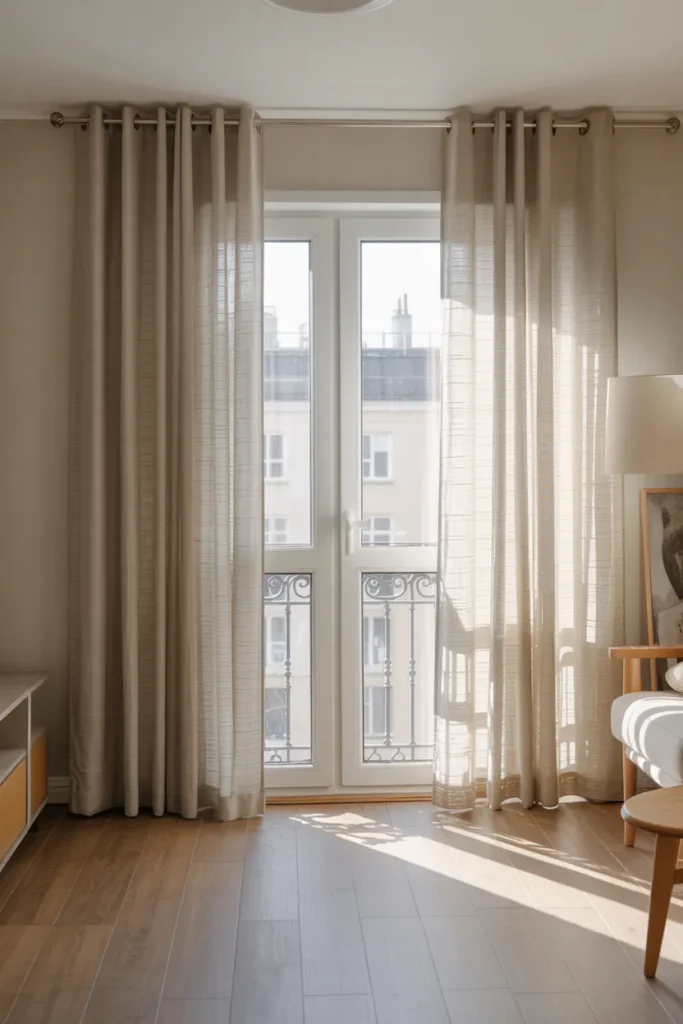 Curtains Hung High and Wide to Make Rental Windows Look Expensive
