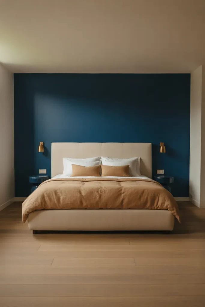 Dark Accent Wall Behind the Bed Without Painting the Whole Room