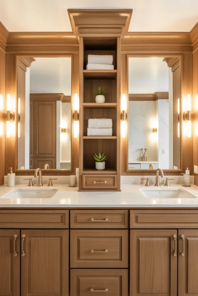 Double Vanity With Center Storage Tower