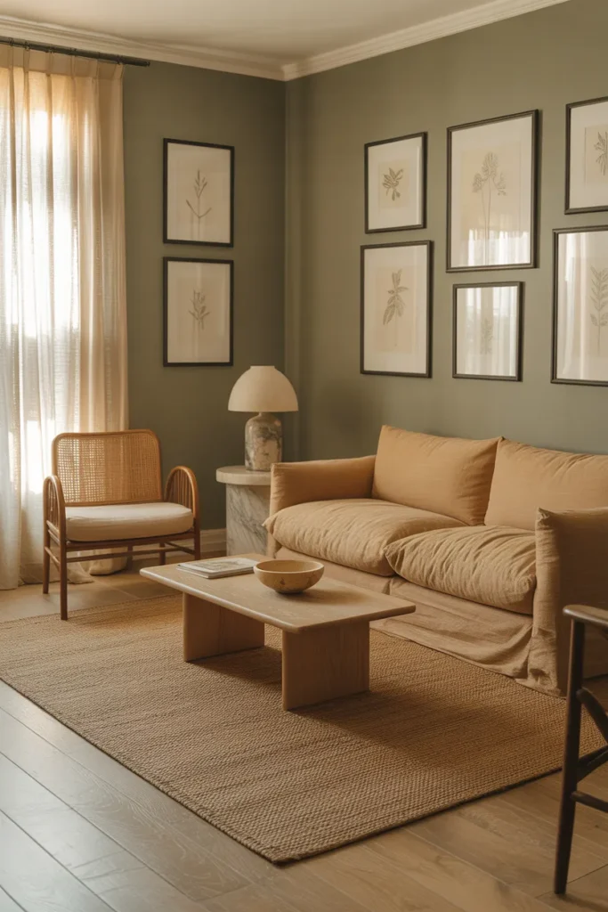 Dusty Sage Green Living Room That Reads as a Sophisticated Neutral With Color