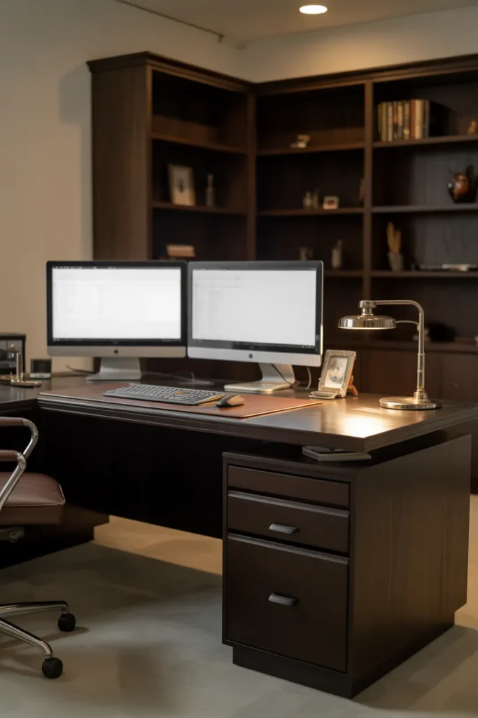 Executive L-Desk With Integrated Storage Pedestal