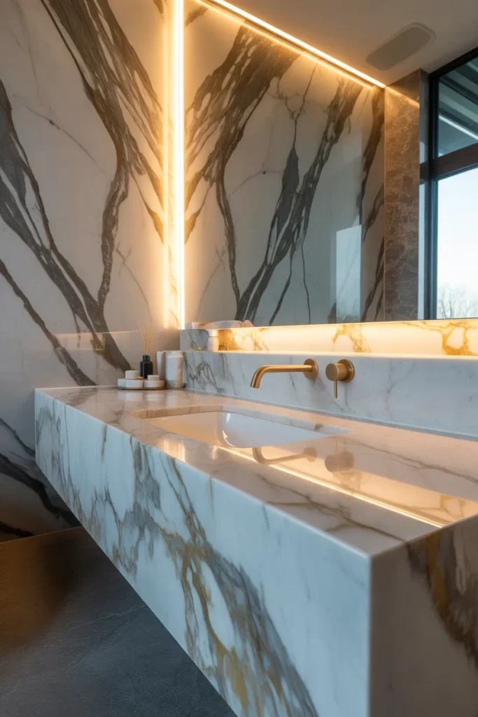 Floating Vanity With Waterfall Countertop Edge