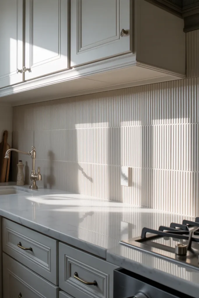 Fluted Ceramic Tile Backsplash