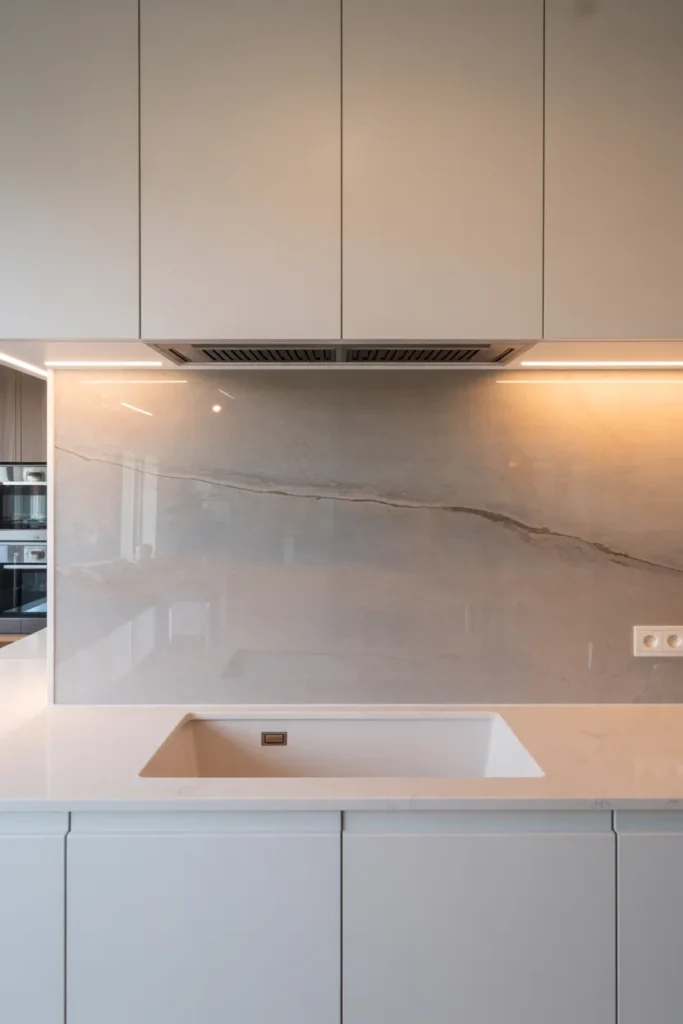 Full-Slab Porcelain Backsplash That Eliminates Grout