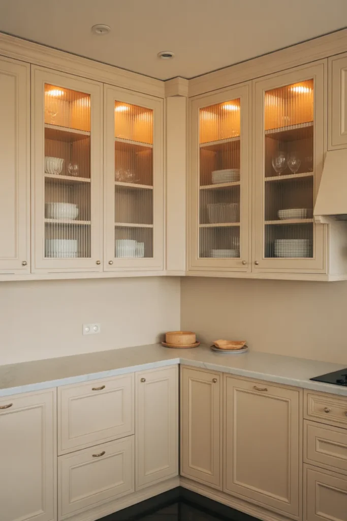 Glass-Front Cabinet Doors to Keep Storage and Gain Visual Depth