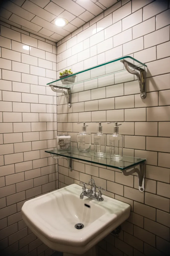 Glass Shelves with Chrome Brackets