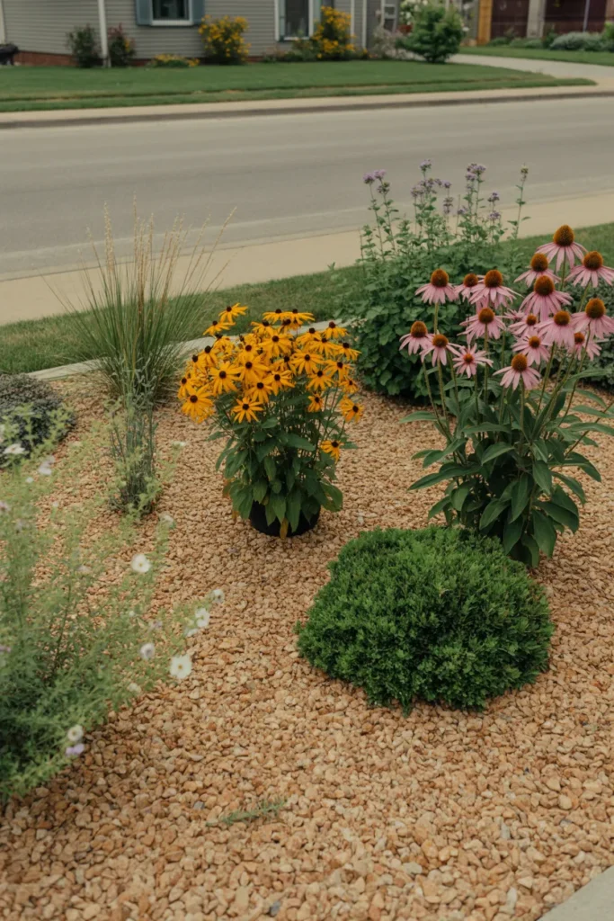 Gravel and Native Plant Front Yard Landscaping That Cuts Water Use by Half