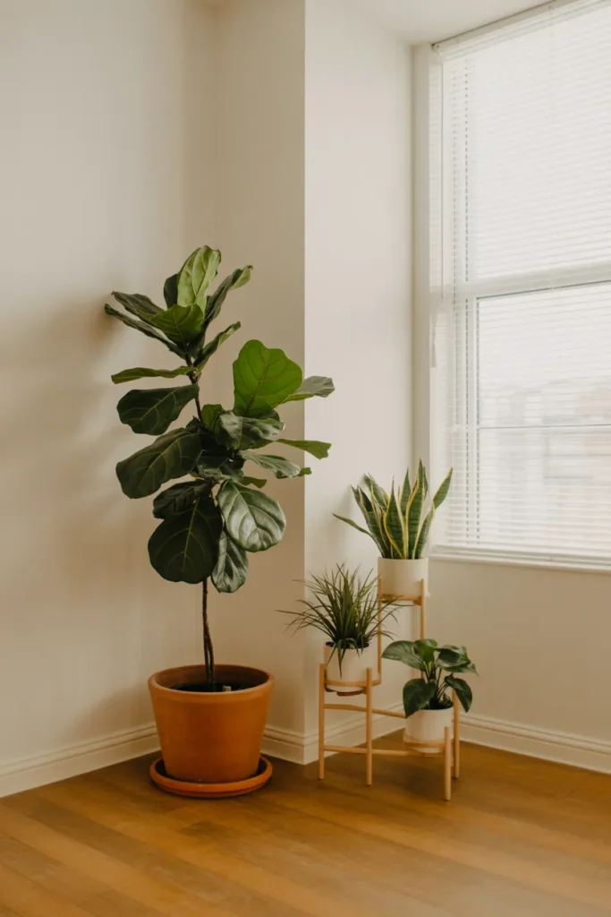 Indoor Plants Arranged Strategically to Add Structure and Fill Dead Corners