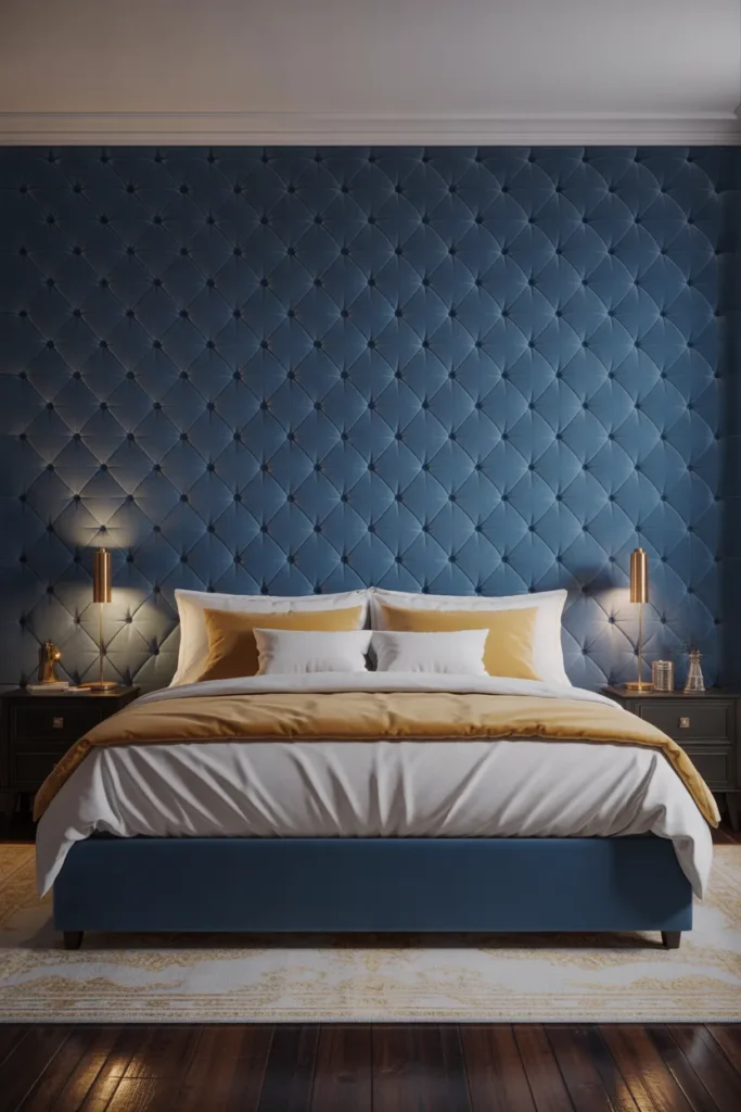 Install an Upholstered Tufted Headboard Floor to Ceiling to Anchor the Entire Room