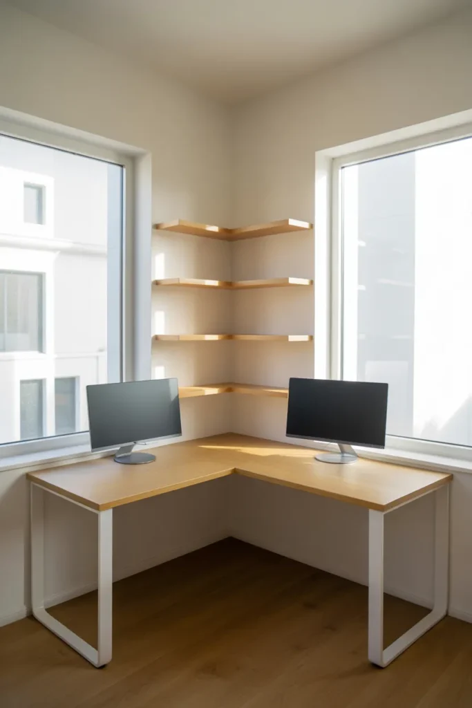 L-Shaped Desk in a Corner