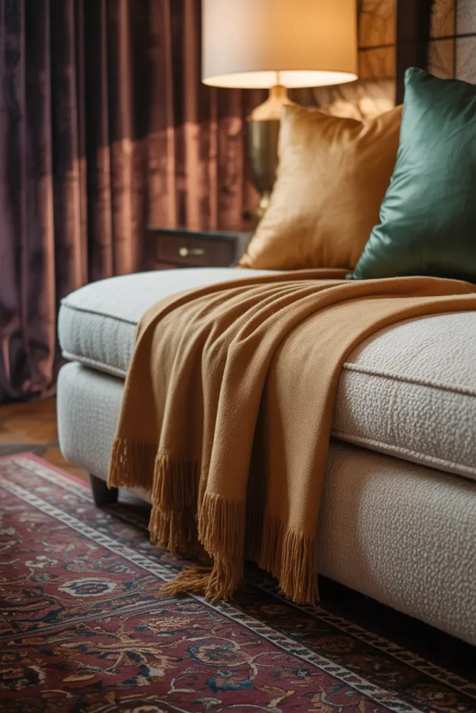 Layer Five or More Textiles in One Seating Area for Tactile Maximalist Richness