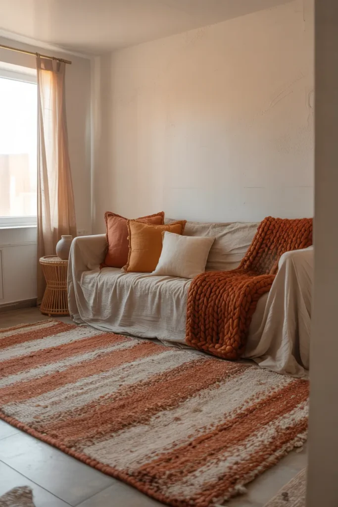 Layer Textiles Instead of Painting to Add Warmth to Bare Rental Walls