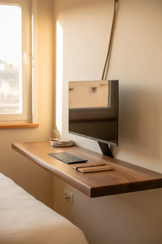 Minimalist Floating Plank Desk