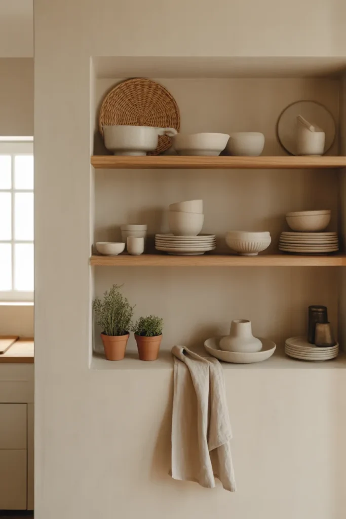 Open Shelf Styling with a Consistent Color Palette