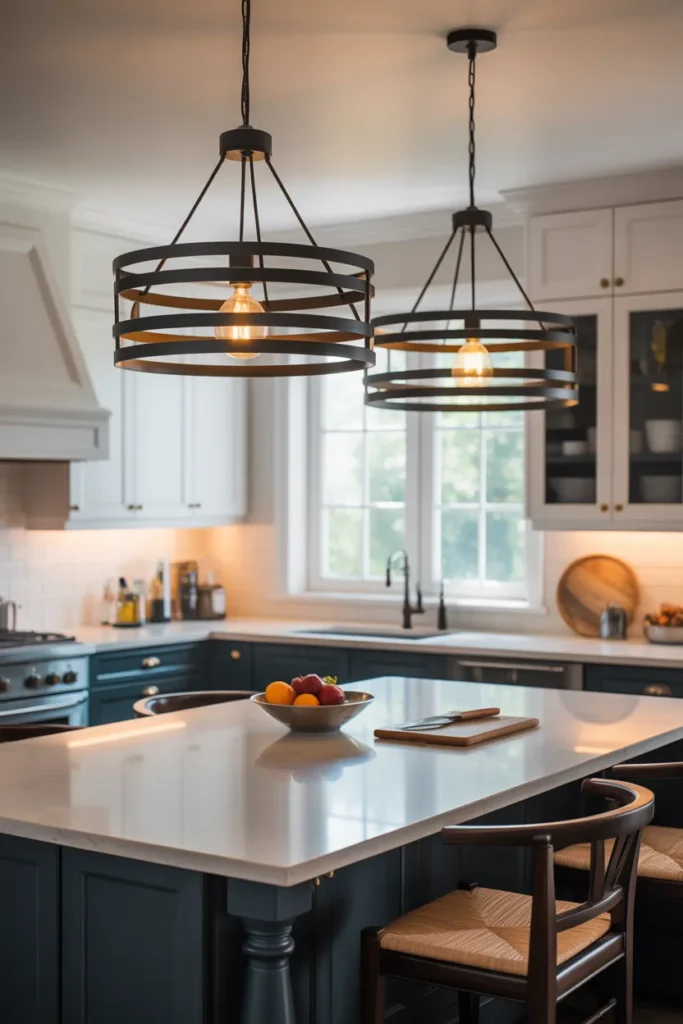 Pendant Lights Over a Kitchen Island That Balance