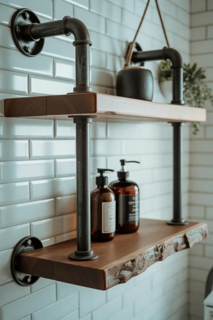 Pipe and Wood Industrial Shelves