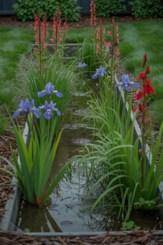 Rain Garden That Manages Drainage and Requires No Irrigation