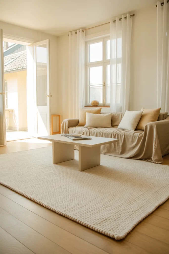 Replace a Dark Area Rug With a Light Flatweave for Instant Room Lift